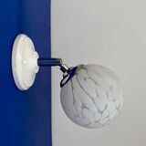 Vintage glass globe wall light from Clichy, white.
