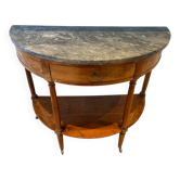 Half-moon console in mahogany with a marble top in Louis XVI style.