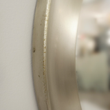 Brushed chrome round mirror 1970s 83x83cm