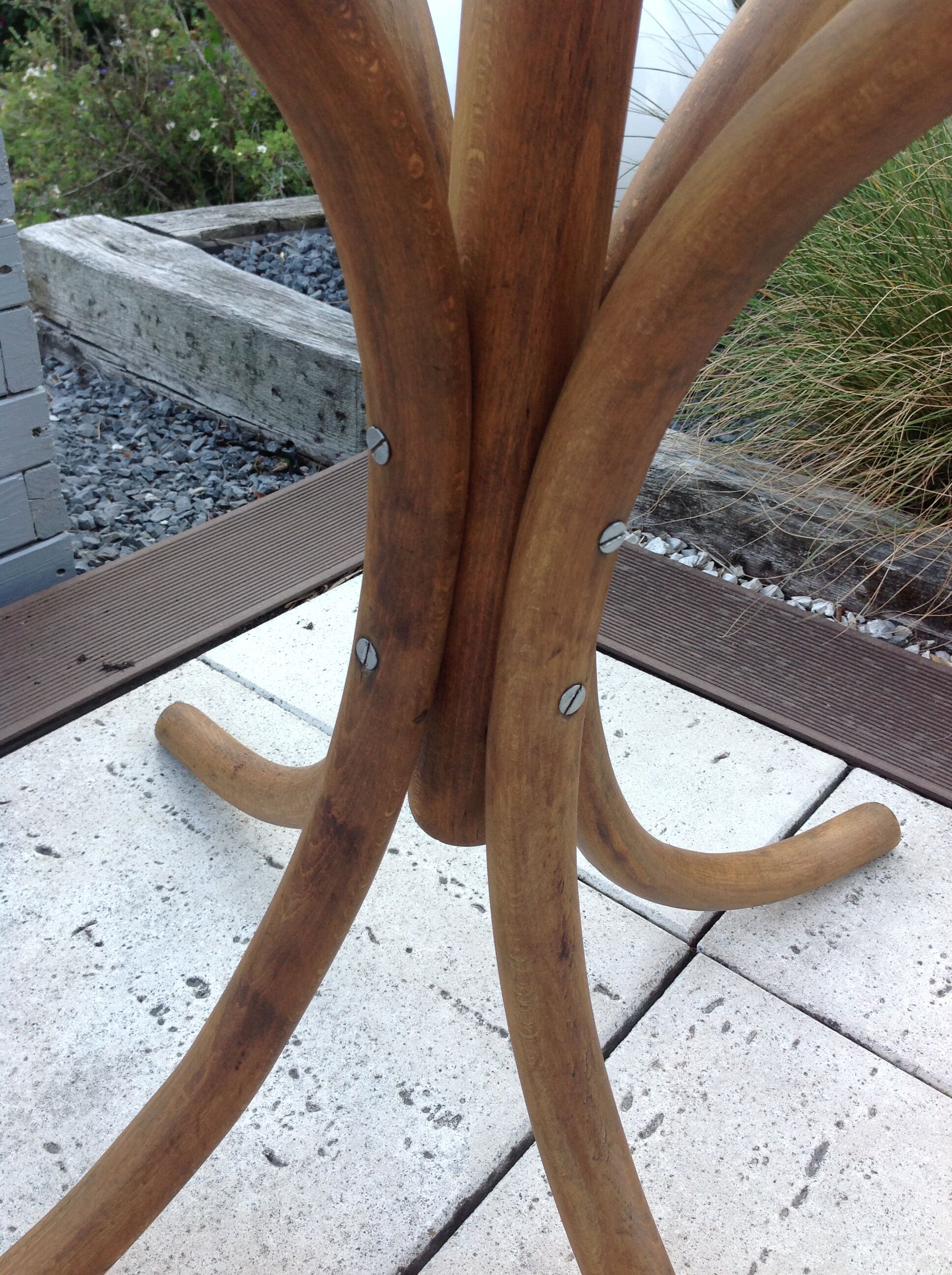 Six-headed coat holder in curved wood vintage 40s-50s