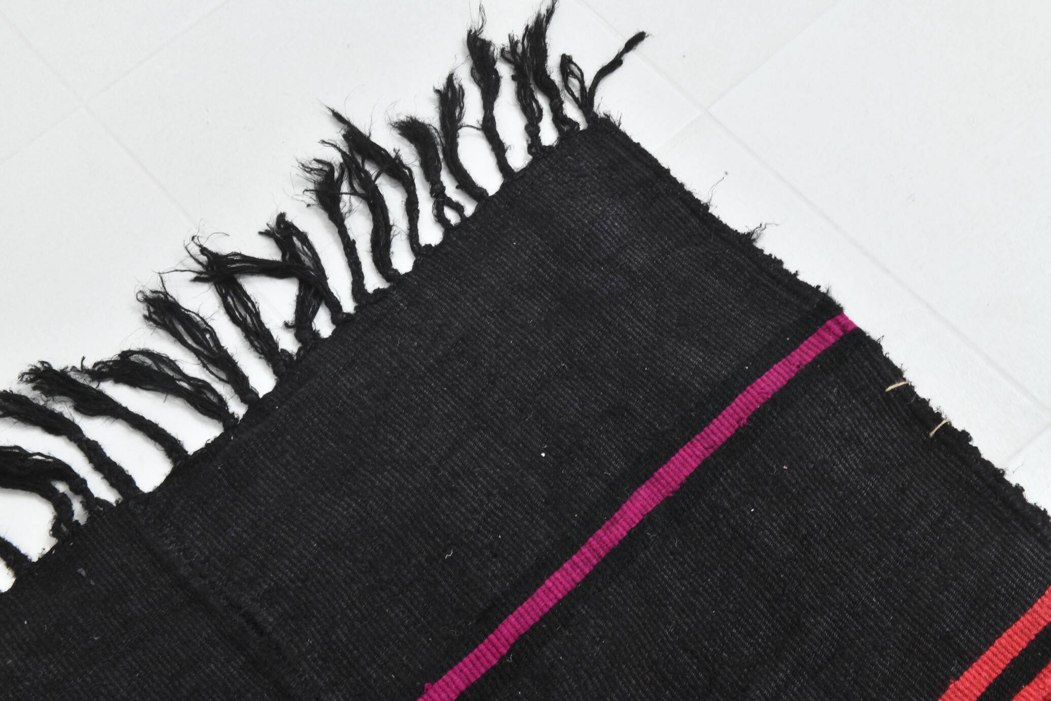 5x7 Grey & Black Striped Vintage Kilim Rug, 155x229Cm