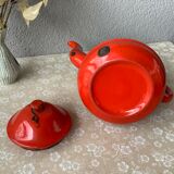 Vintage red enamelled teapot