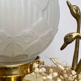 Vintage art deco globe table lamp in frosted glass