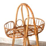 Rattan and bamboo trolley on wheels, 1950s