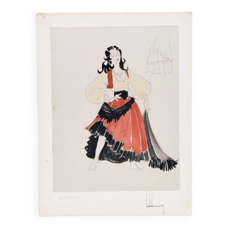 Planche costume opéra Verdi  » Il trovatore » Azucena