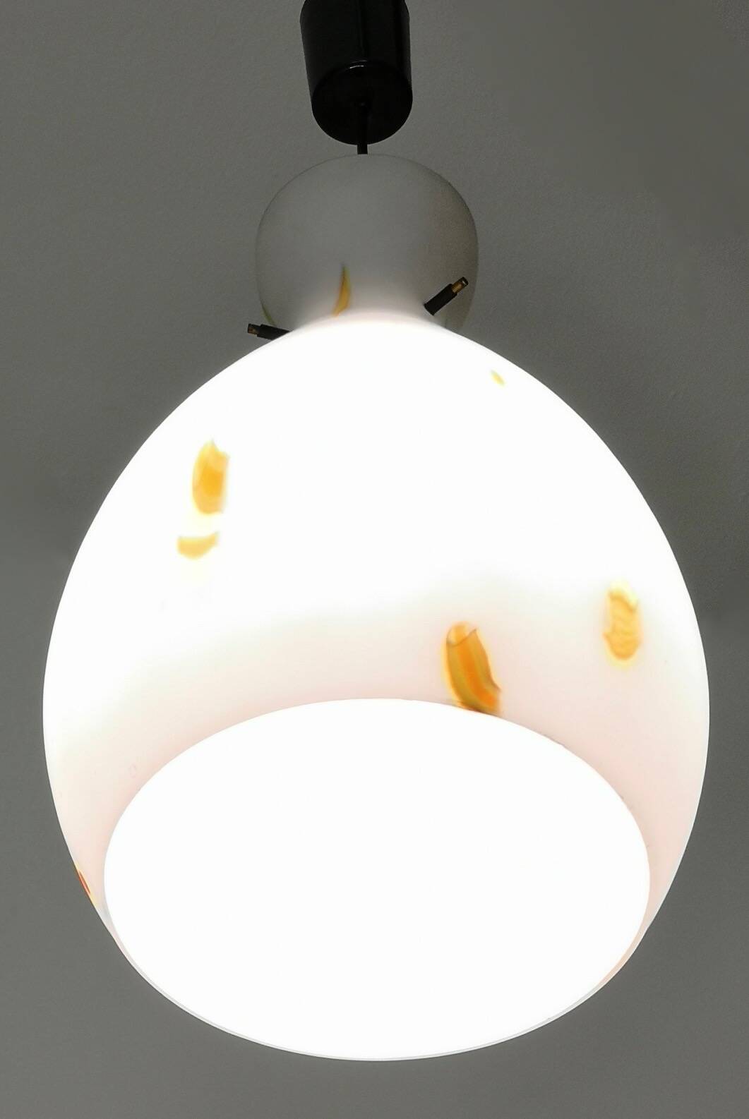 Encased and Blown Glass Pendant with Orange Murrine, Italy