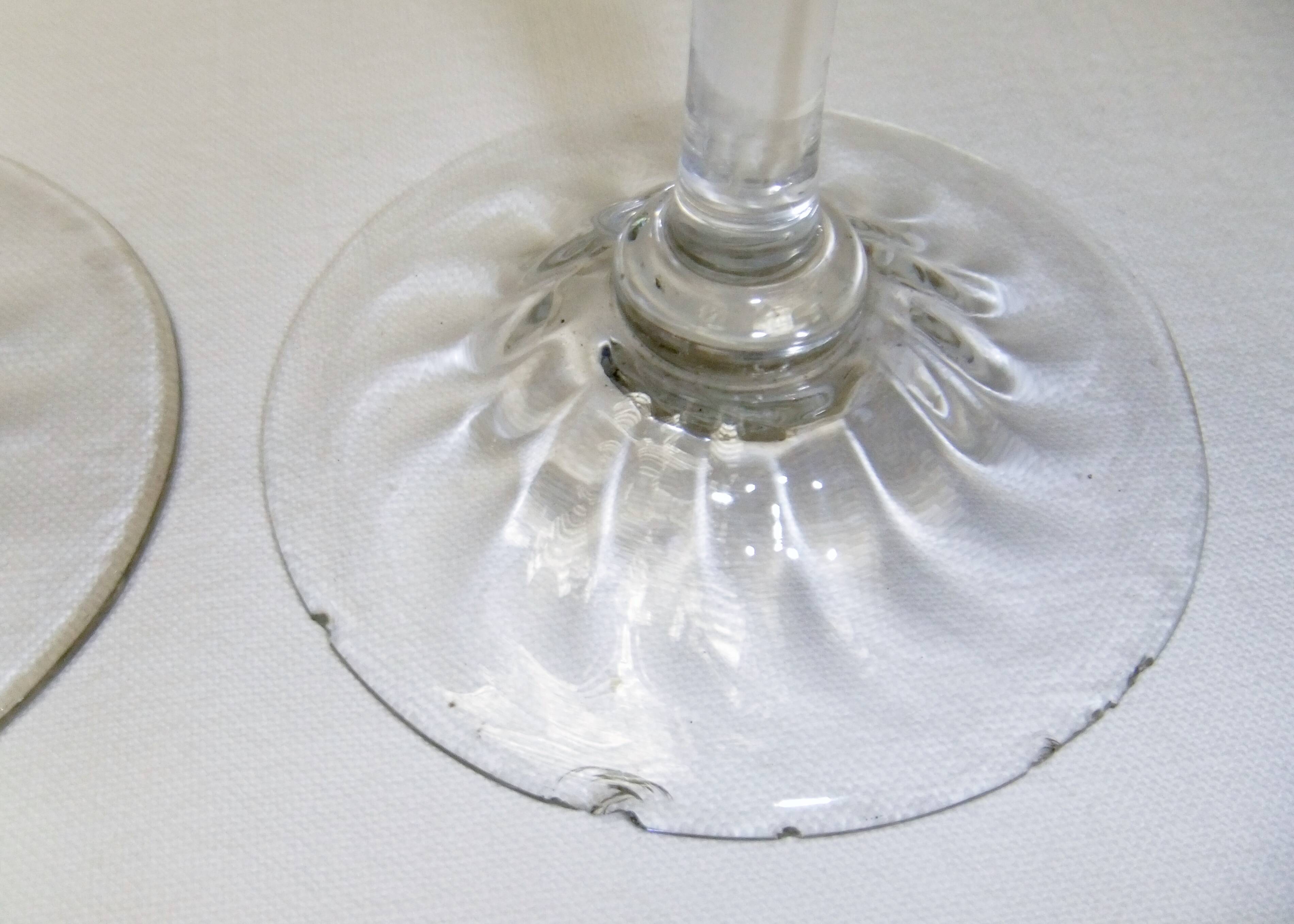 Old wine glass Daum Nancy crystal ribbed tableware