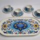 Coffee service, four cups and a tray, Izmir, Villeroy and Boch, 1970s