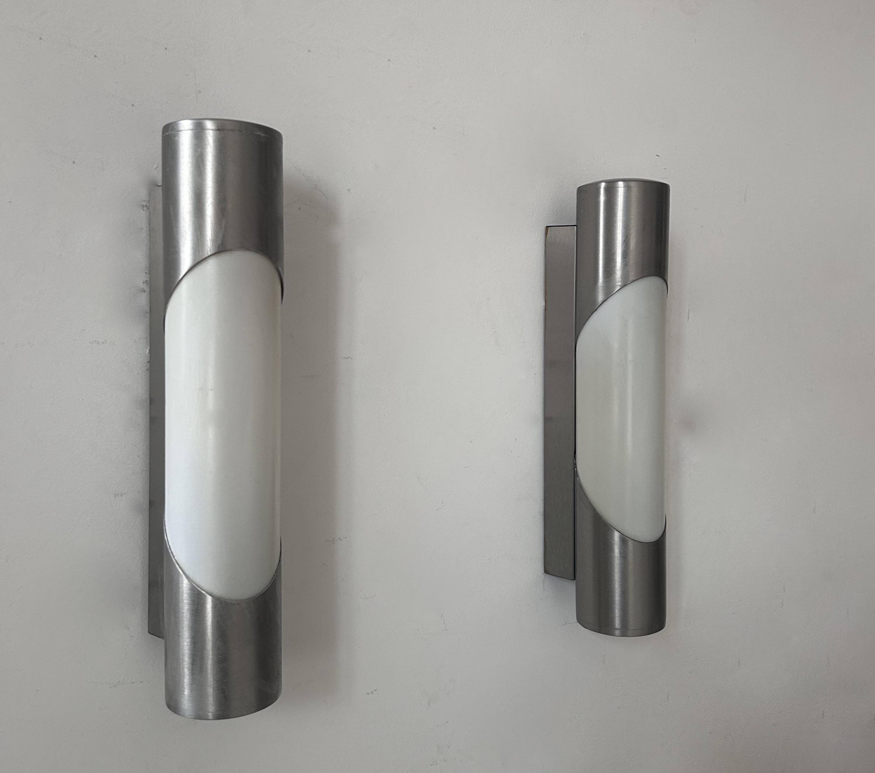 Pair of vintage wall lights, chrome metal, Philips Denmark 1980s
