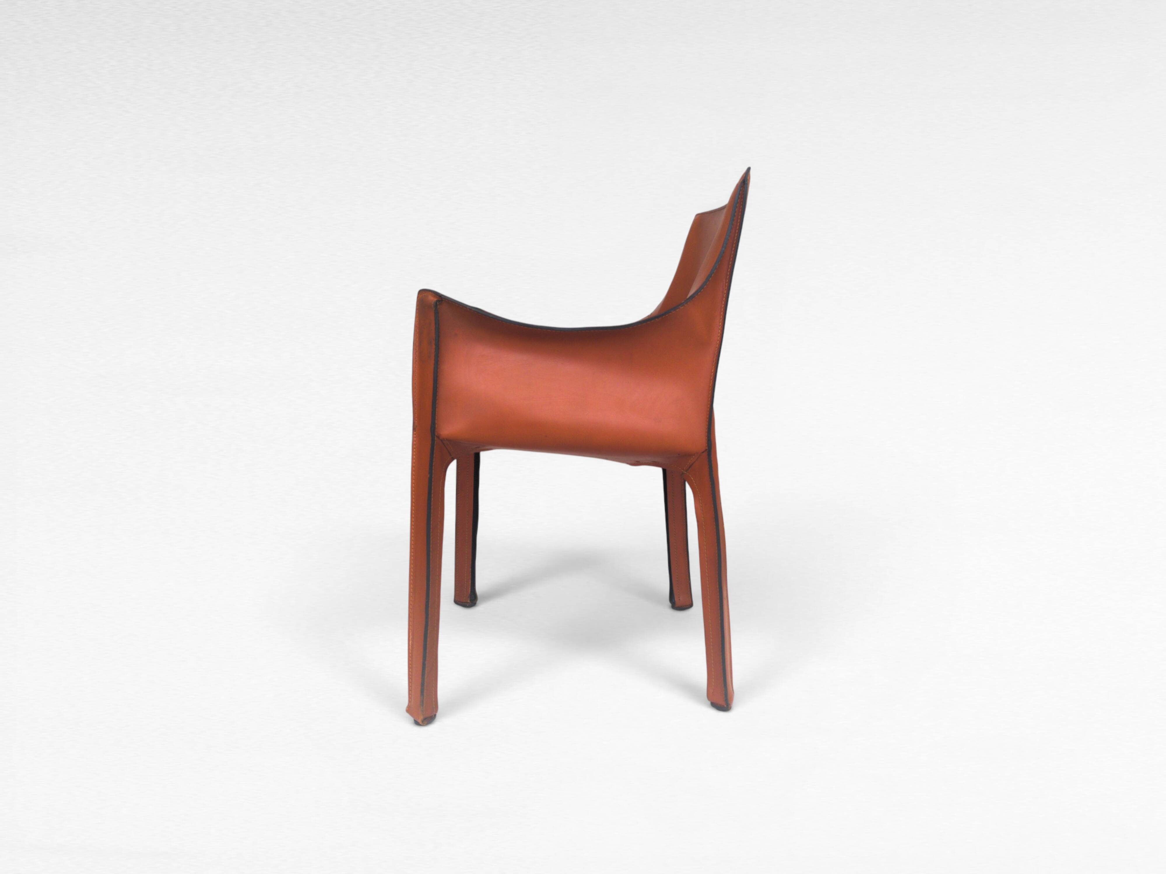 CAB 413 Chair in Cognac Leather by Mario Bellini for Cassina, Italy, 1970s