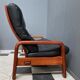 Teak and Black Leather 32 seat sofa by HS Denmark 1970s