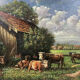 Painting XXeme - Oil on canvas depicting a cow herd signed Cédan 1944