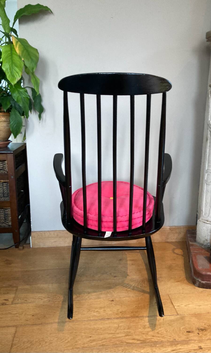 Vintage Scandinavian rocking chair in blackened wood from the 1970s