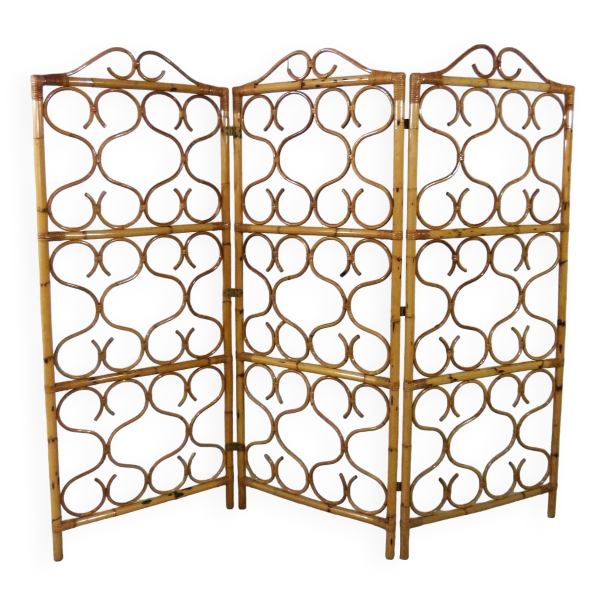 Ratan roomdivider folding screen Italy 1960’s