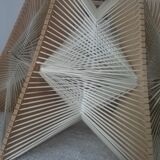 Hanging lamp of wood and thread Scandinavian style