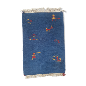 Tapis berbère gabbeh fait main 100% laine 35x72cm