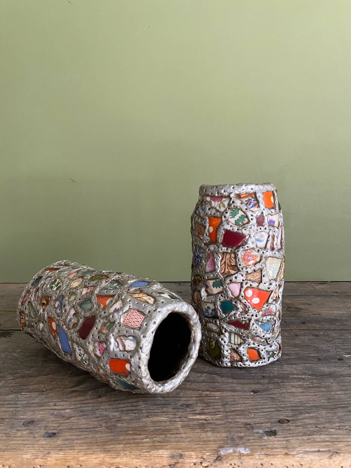 Pair of "Picassiette" vases