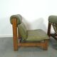 Fauteuil en cuir vert et bois de chêne