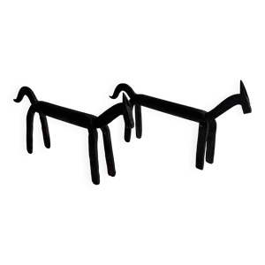 Paire de chenets animaliers - style