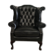 Fauteuil bergère chesterfield cuir noir