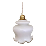 Vintage globe pendant lamp in white opaline