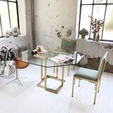 Octagonal table Italy 70 glass and brass