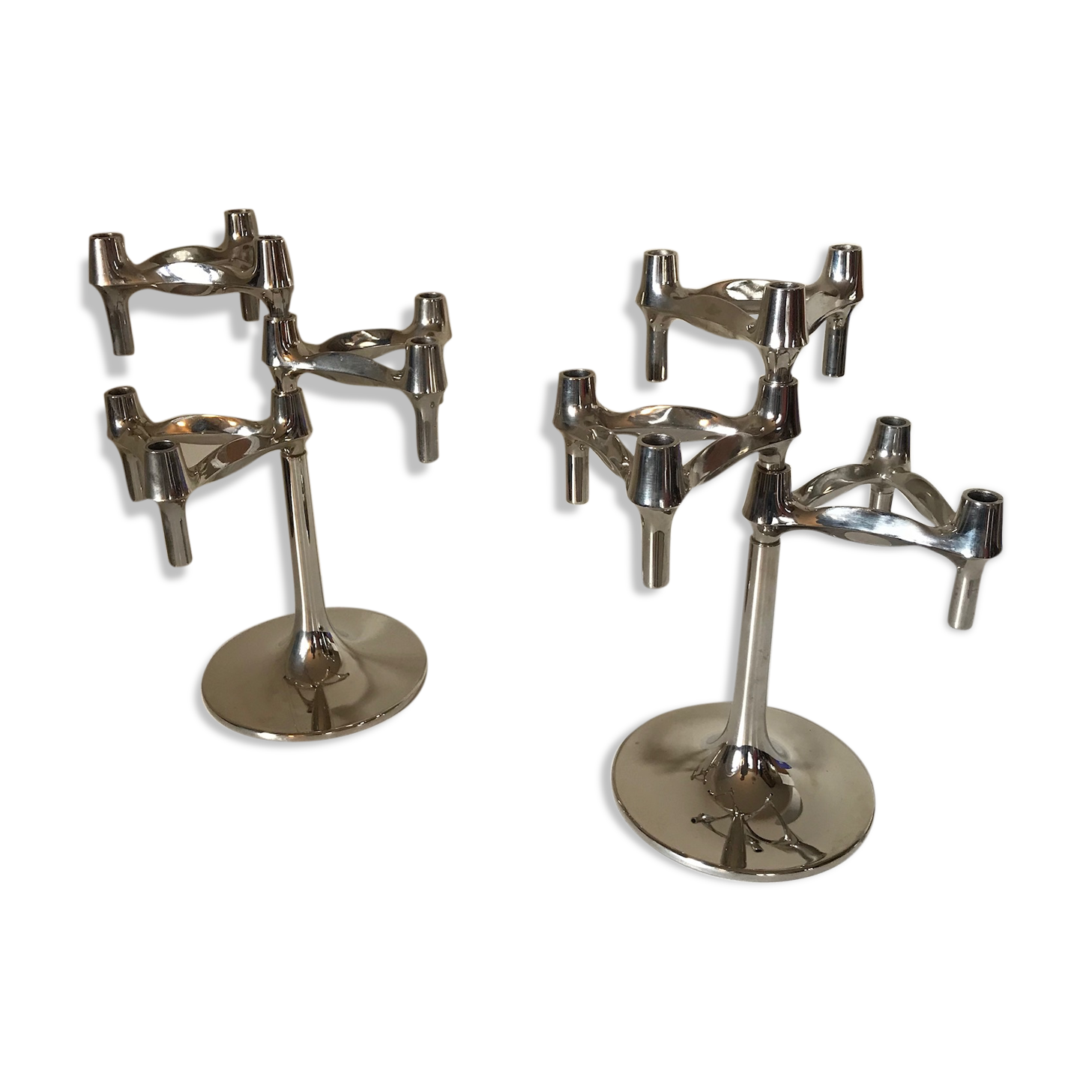 Paire de bougeoirs Nagel BFM de Ceasar Stoffi & Fritz design années 70