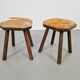 Vintage Milk Stools with Cowhide, 1950s, Set of 2