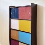 1960s bookcase in multi-colored tinted glass – Modular design