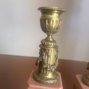 pair of antique bronze candlesticks
