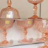 Set of 6 apricot Luminarc Rosaline coupe martini glasses in glass – vintage 1970s France with packaging