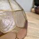 Pendant lamp in mother-of-pearl and brass arlequin pink