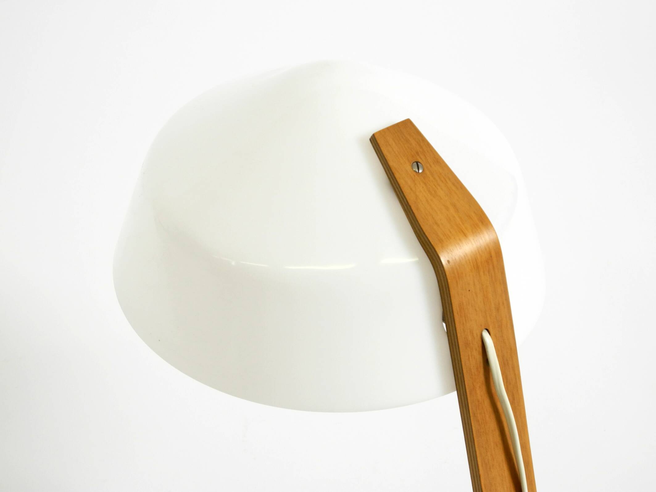 Original Space Age 1960s plywood table lamp with plastic shade by Temde