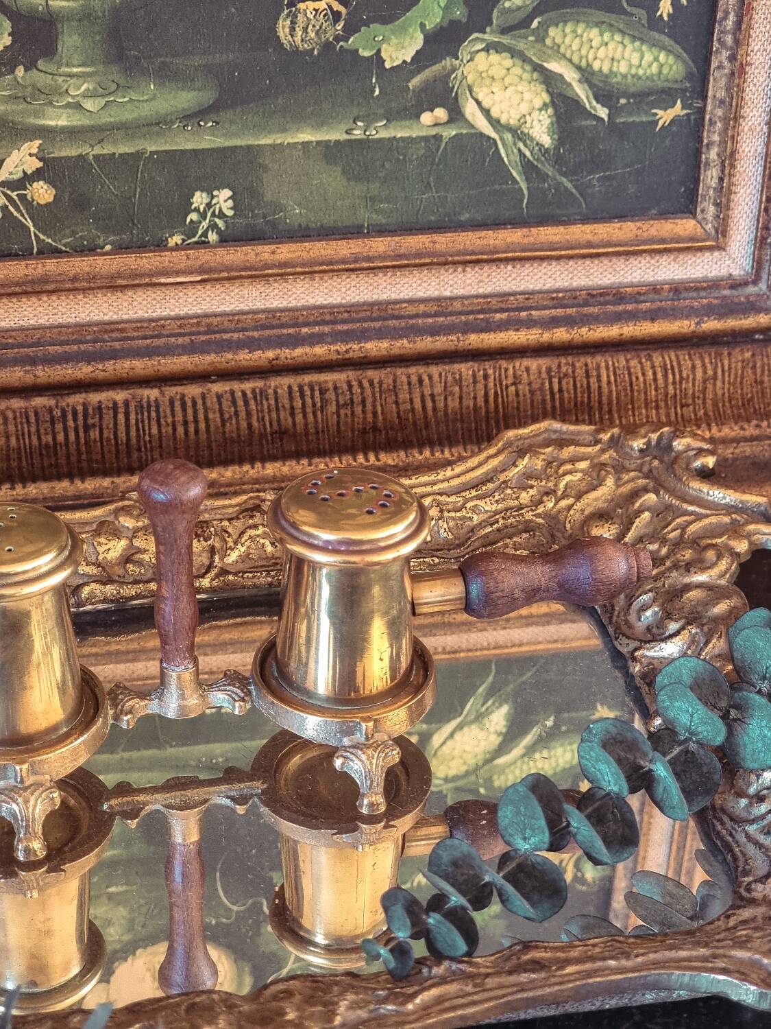 Brass salt and pepper shakers