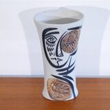 Vase en ceramique à decor cubiste