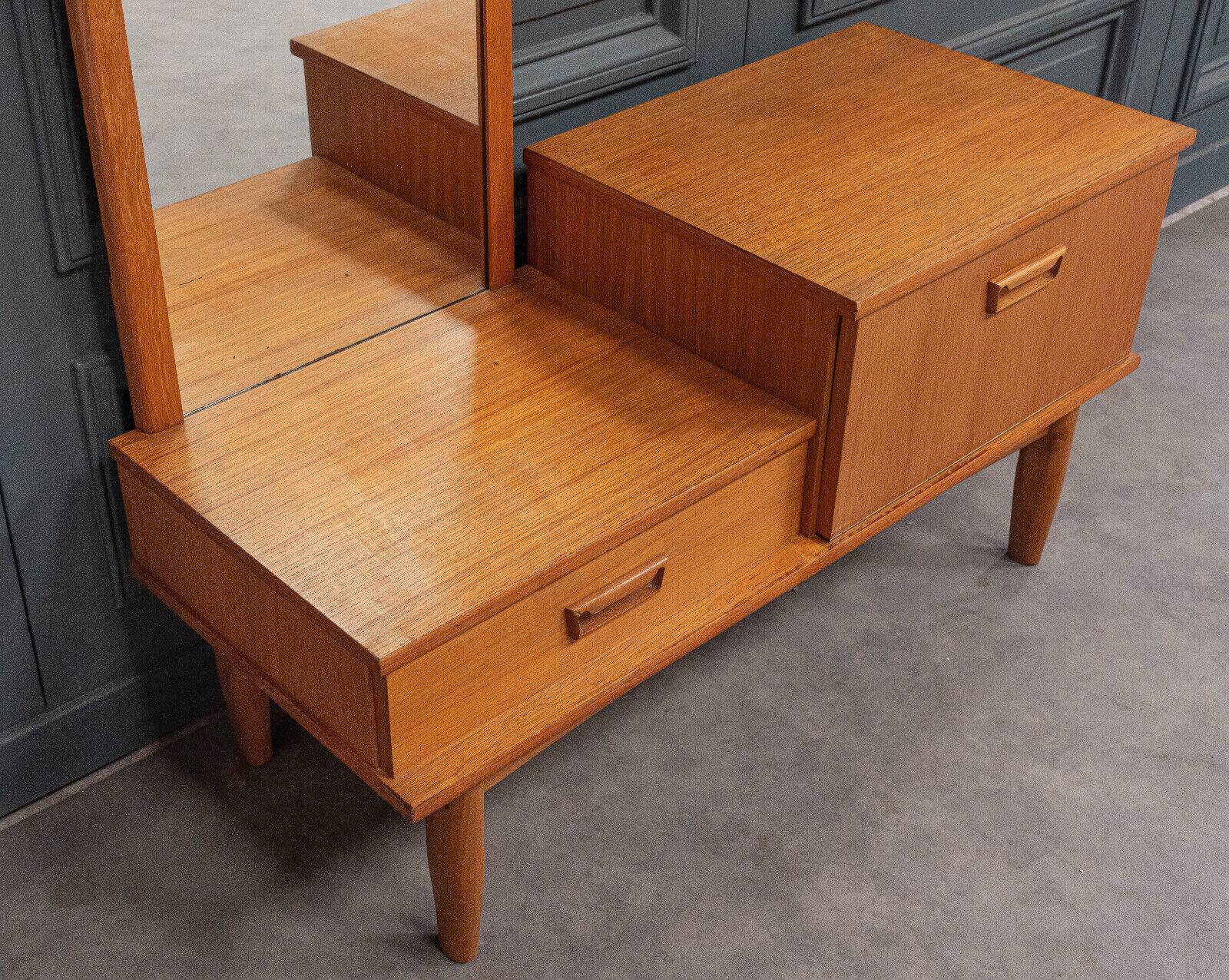Scandinavian teak dressing table 1960 a mirror a drawer a lid