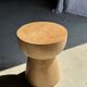 Side table or stool with a semi-spherical top in beige mango wood H50 D45