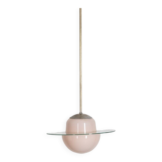 Vintage 50's chandelier in pink glass italian design
