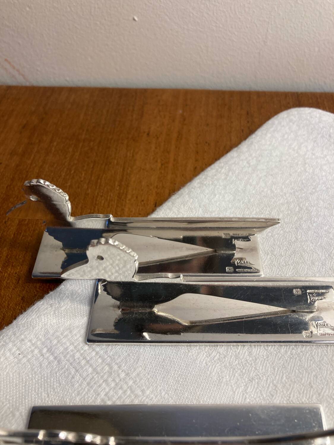 12 silver-plated metal knife rests Art Deco Yorel