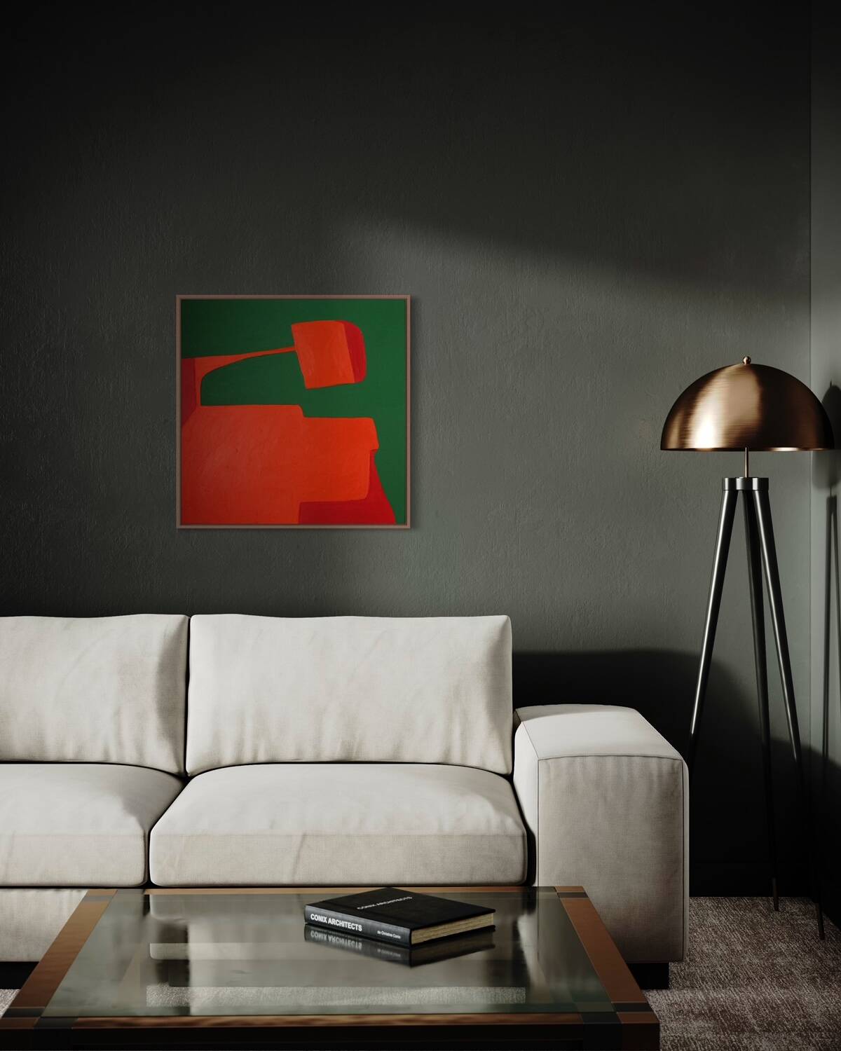 Peinture originale orange "équilibre" par Bodasca