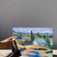 Mediterranean Provencal landscape / expressionist painting / oil painting on wood panel
