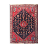 Handmade vintage persian carpet traditional red blue wool carpet - 117x160cm