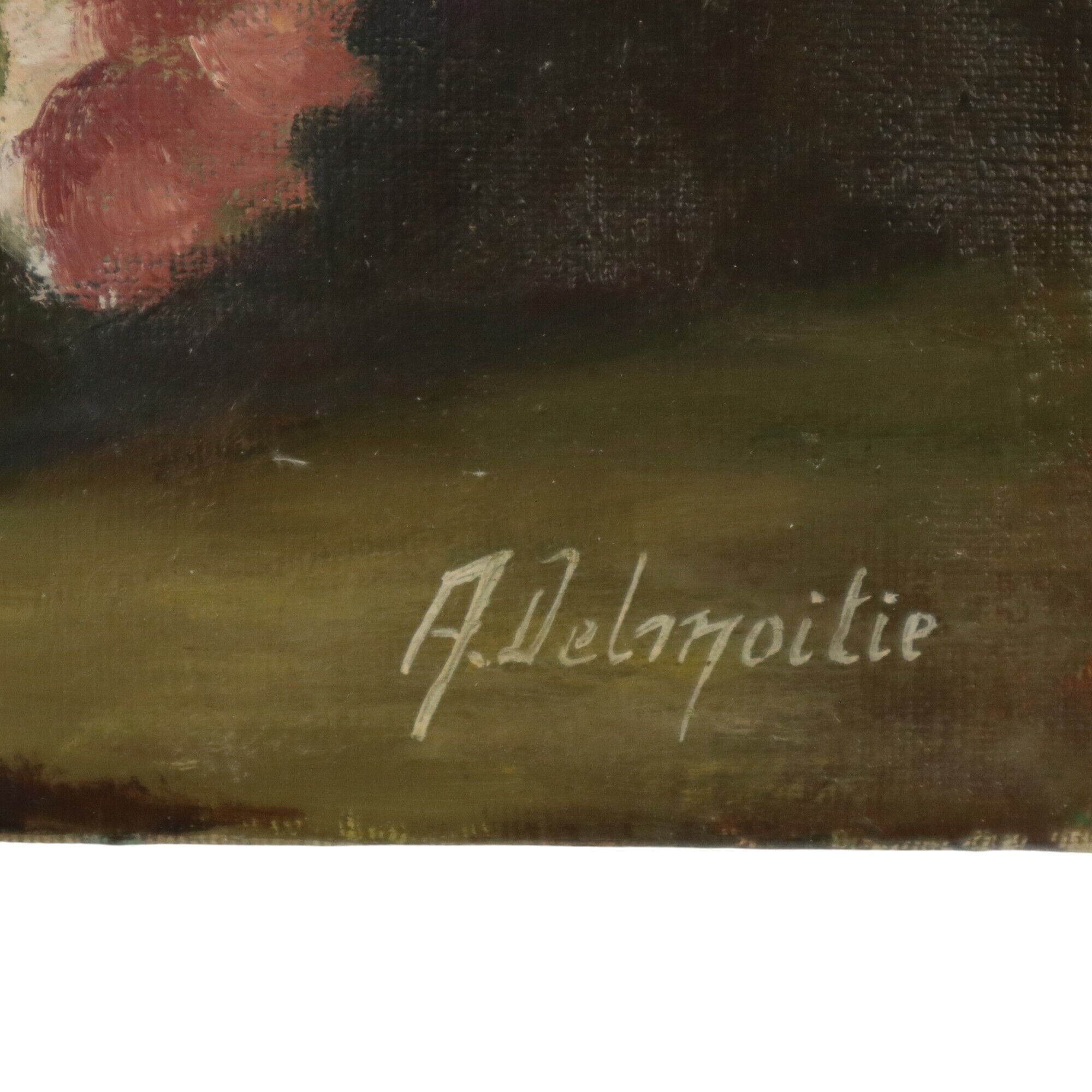 Pink Flowers Still Life Colorful Painting Signed 35x25cm