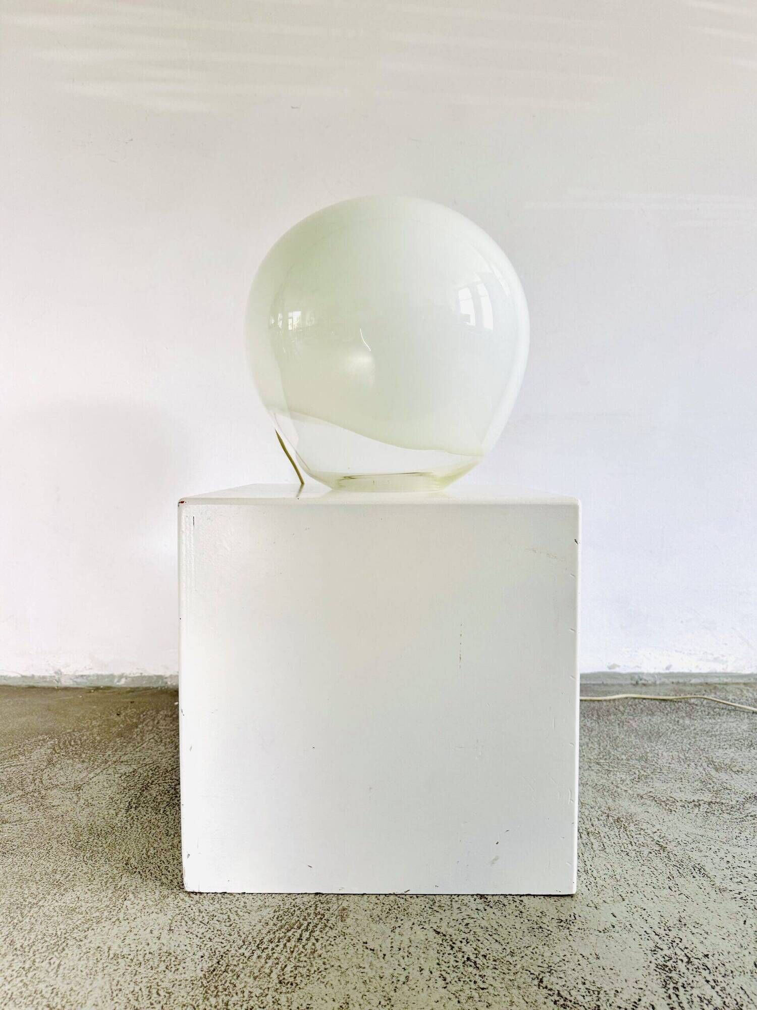 Large 'Nessa' Murano Glass Sphere Lamp In Opal White By Gino Vistosi For Vistosi, Italy 1970S