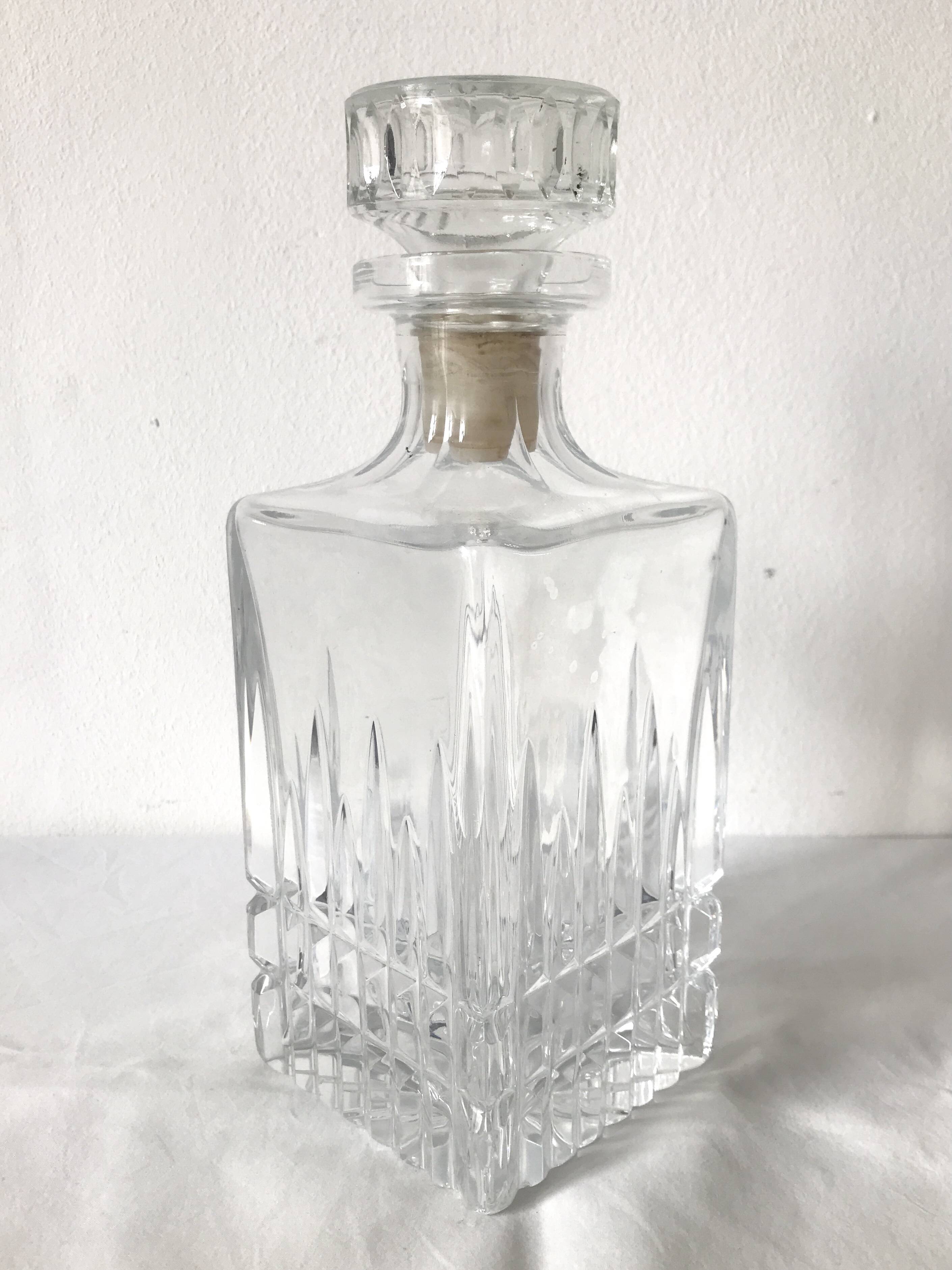 Crystal glass whiskey decanter