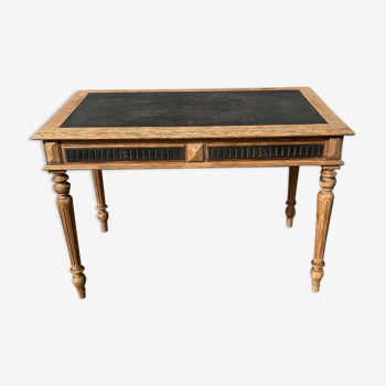 Oak desk, black patinated tray