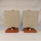 Pair of vintage Scandinavian table lamps in teak and Perspex