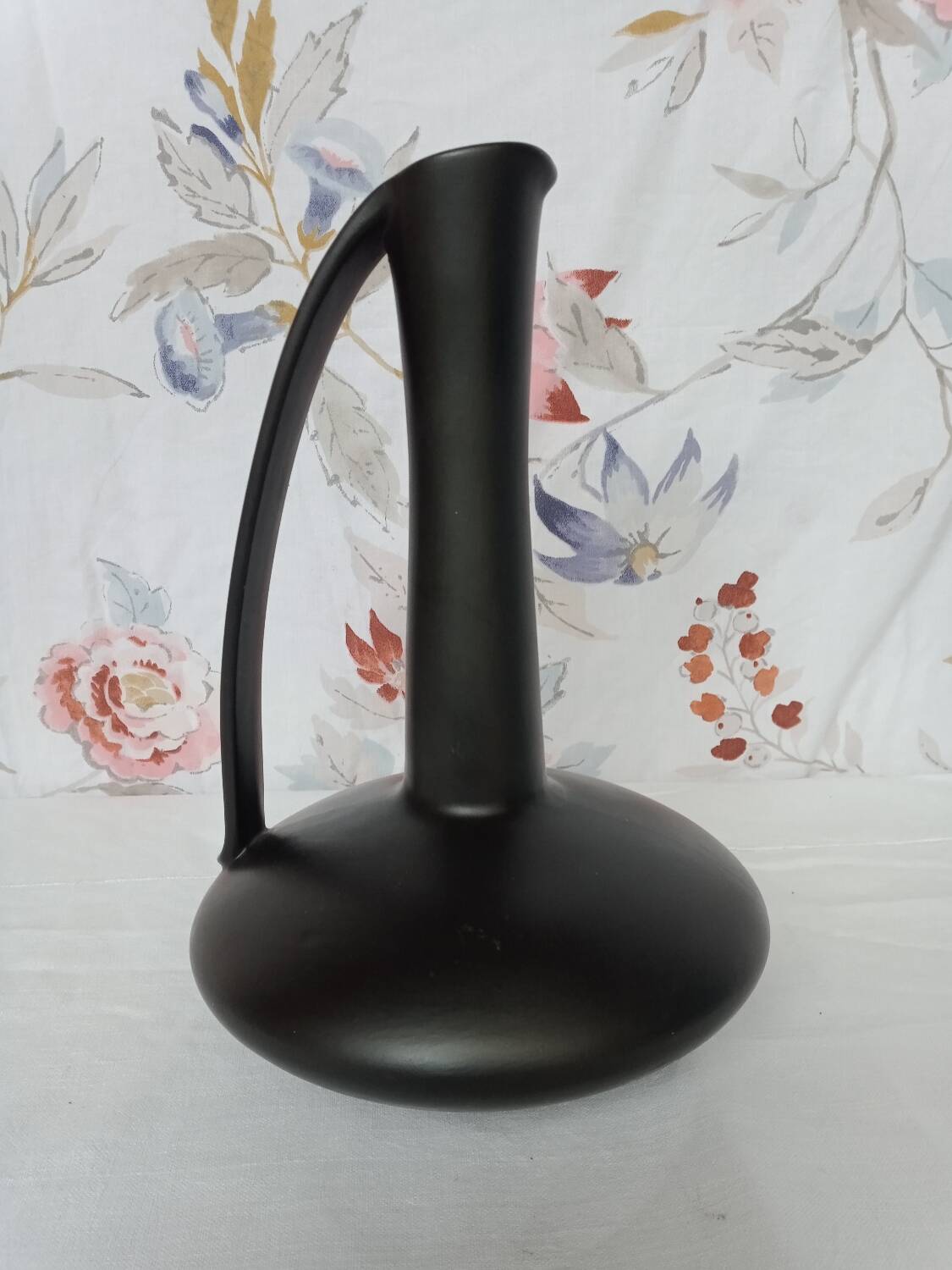 Black ceramic handle vase