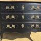 Louis XV style chest of drawers in cherry patinated in black top natural wood