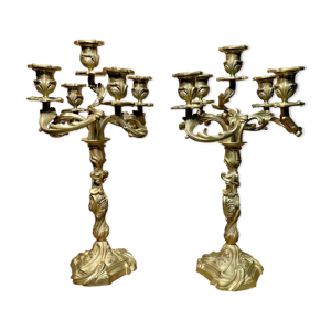 Paire candelabres bronze - epoque napoleon iii